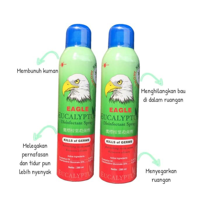 EAGLE EUCALYPTUS DISINFECTANT SPRAY 280ml PEMBUNUH KUMAN