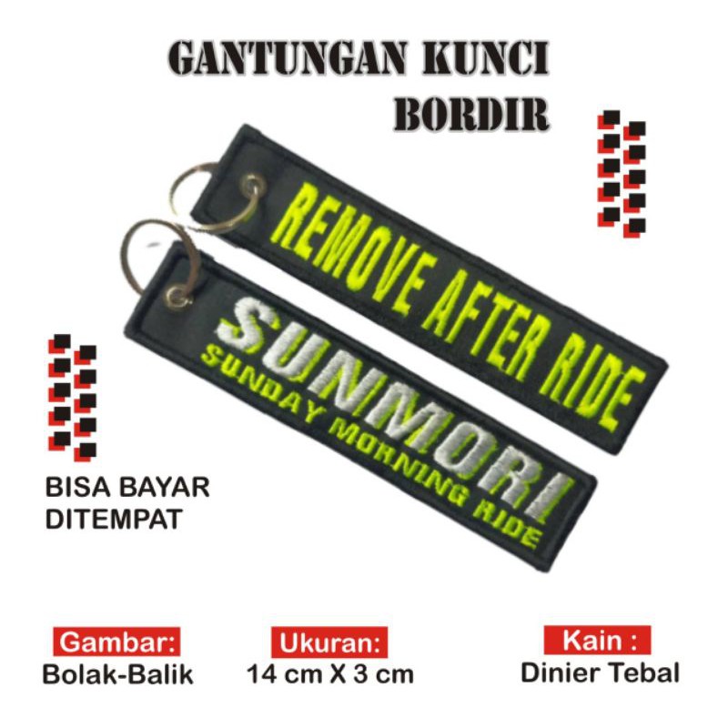 Gantungan Kunci Keychain Keytags Motor Mobil Rumah Tas Bordir SUNMORI