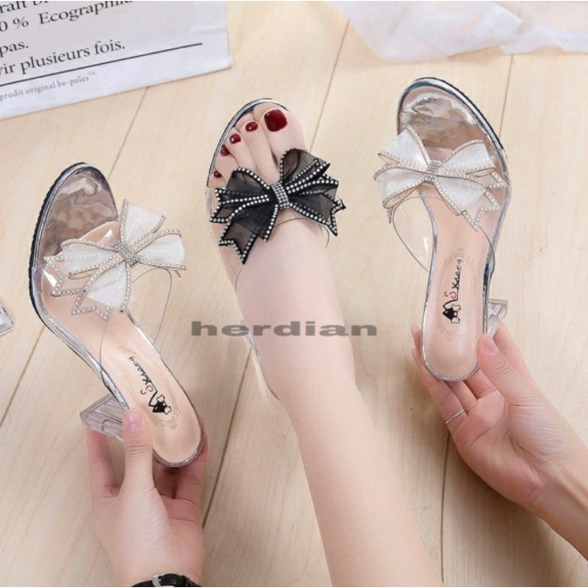 Heels Wanita Terbaru Hils Original Heals Kekinian Hill Pita Tali Highil Kaca Premium Original Haighi