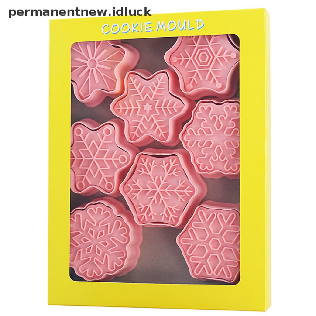 8 Pcs Cetakan Kue Bentuk Snowflake Bahan Plastik