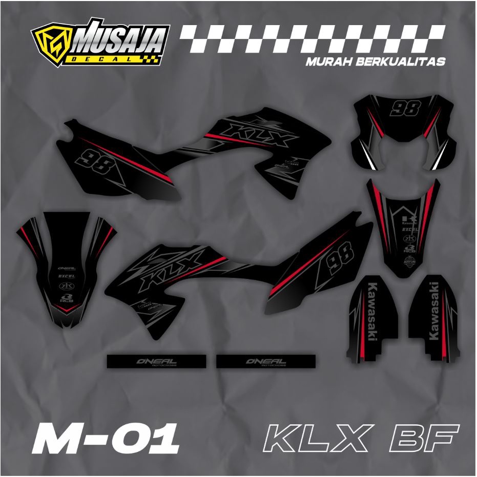 Decal KLX bf fullbody elegan hitam abu - decal stiker motor KLX 150 bf fullbody