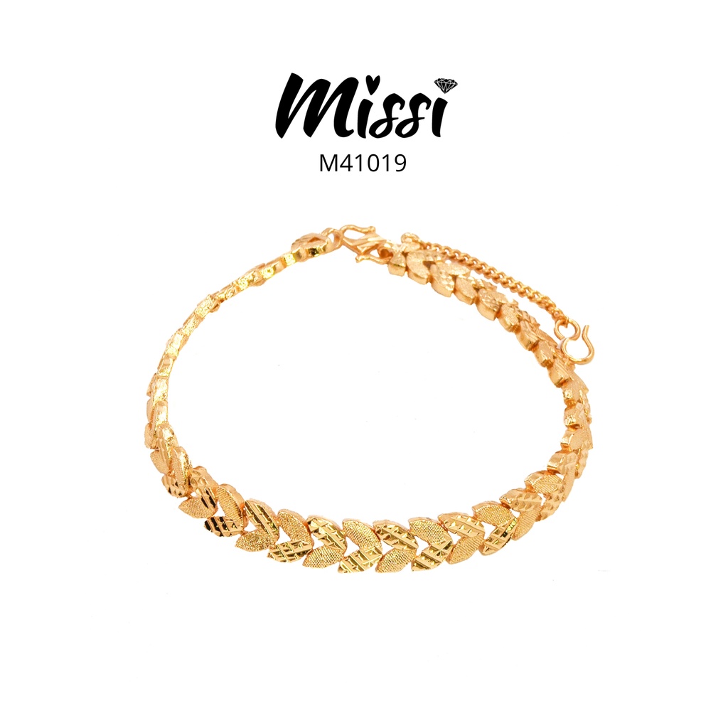 Missishop - M41019 Gelang Tangan Rantai Dubai Ukir Daun Lapis Emas 24Karat