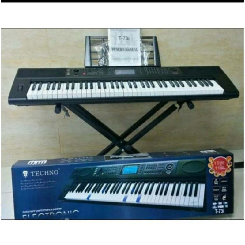 seri terbaru keyboard techno T73i/T73i 6 OKTAF plus stand keyboard