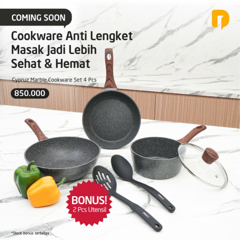 Cypruz Marble Cookware Set 4 Pcs