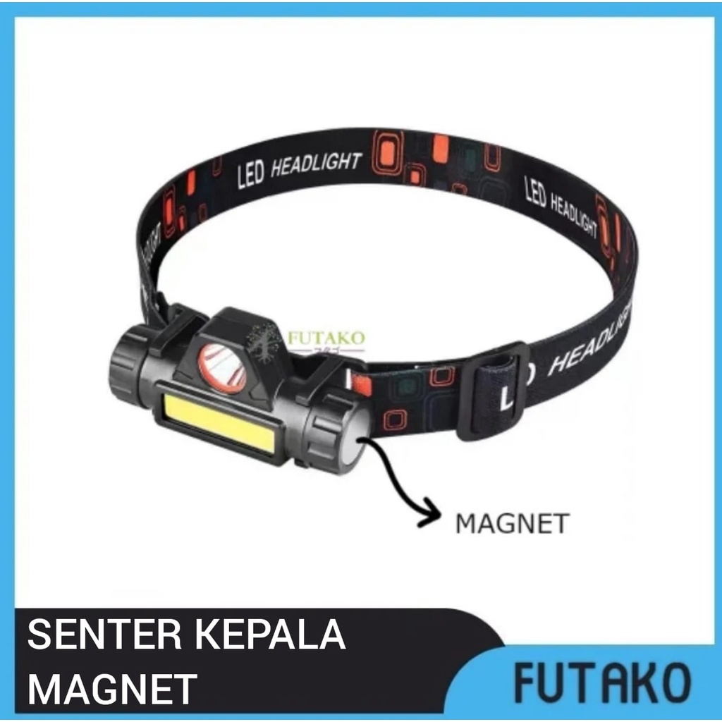 FUTAKO Senter Kepala High Power Head Lamp COB Rechargeable Plus Magnet