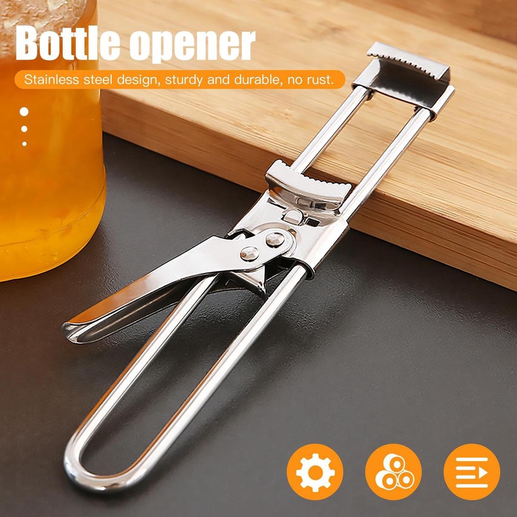 REBUY Pembuka Botol Home Beer Stainless Steel Manual Adjustable Can Opener