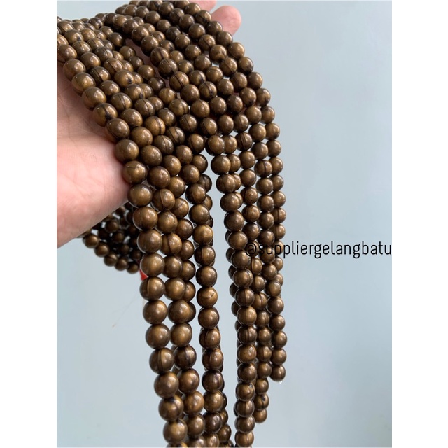 spacer resin bakar bulat 8mm bahan craft gelang kalung beads cokelat