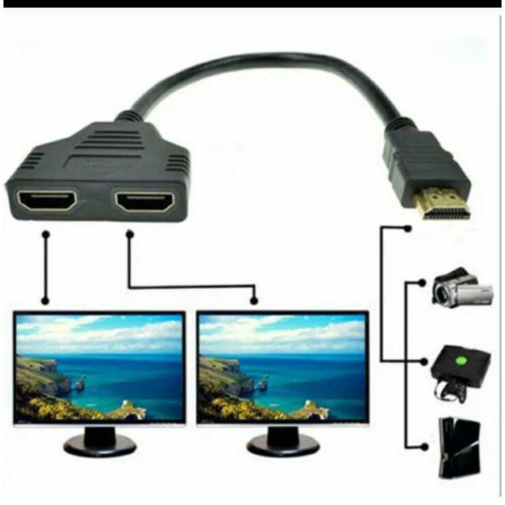 HDMI Port Male to 2Female 1 In 2 Out Splitter Cable Adapter Converter