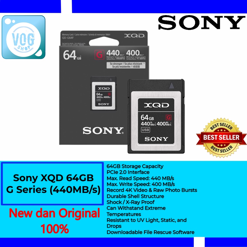 Memory Sony XQD 64GB G Series Speed 440MB/S