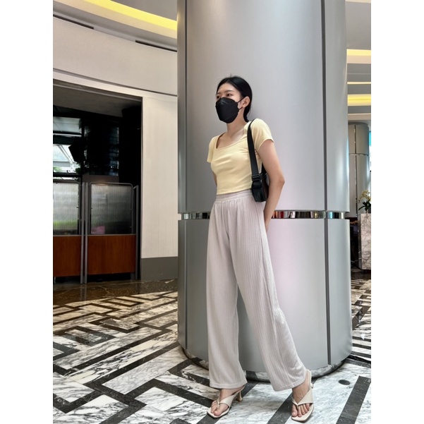 Hyerin pants/celana kulot wanita/celana panjang wanita/celana high waist/celana semi rib/celana santai/celana kekinian/celana knit/kulot knit-2