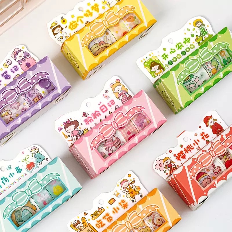 

washi tape 4 pcs set cute decoration / masking tape/ selotip kertas/ diy dekorasi scrapbook