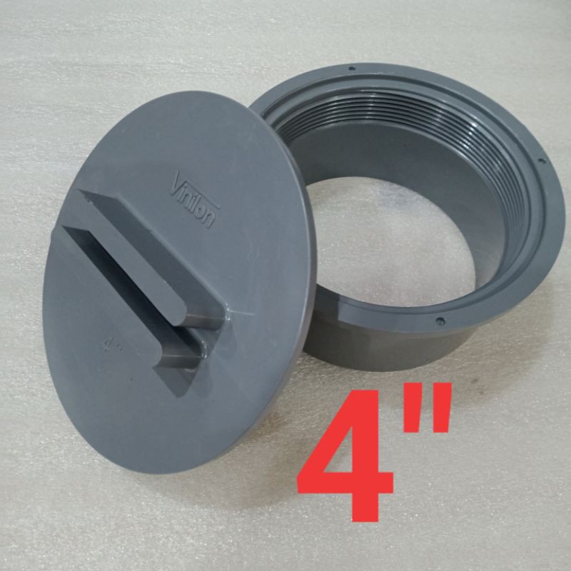 Clean Out 4" Inch VINILON Dop Tutup Pipa Lubang Kontrol SepticTank Dop Drat Tutup Pipa Pvc Paralon