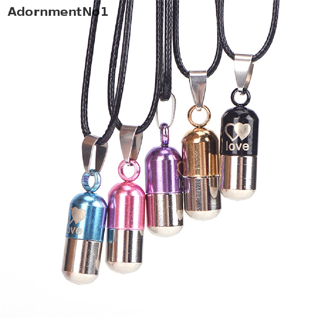 (AdornmentNo1) Kalung Rantai Dengan Liontin Kapsul Metal Mini Holder Abu Kremasi