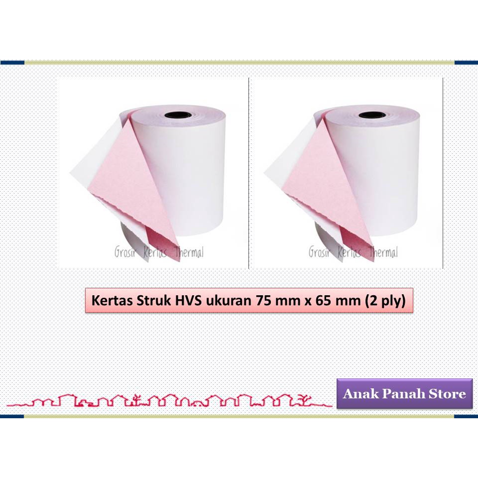 

Kertas Struk HVS Ukuran 75 mm x 65 mm NCR 2 Ply ( Isi 10 roll )