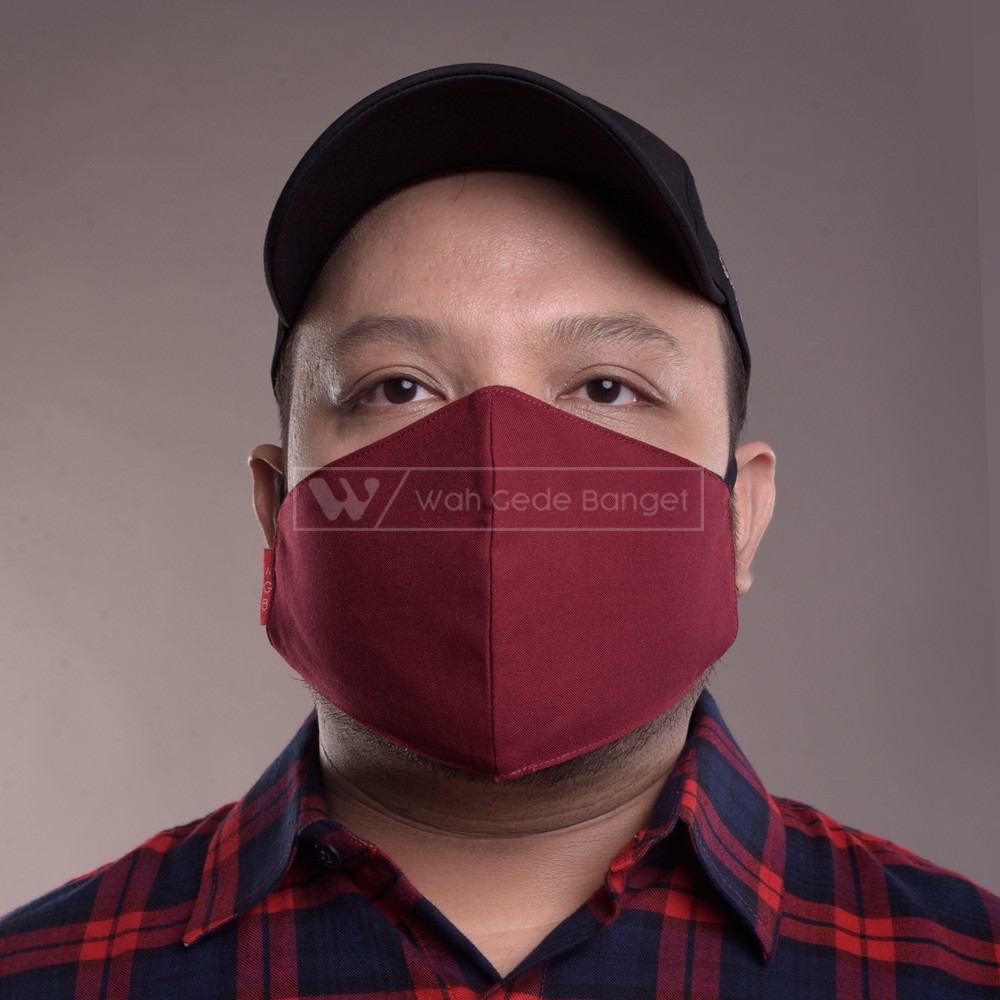 

WGB Masker Kain Maroon BIGSIZE Bahan 2 Lapis Tebal Earloop Korea AntiVirus