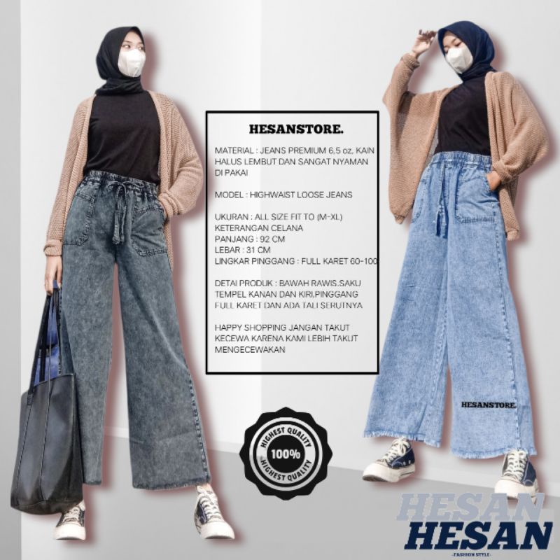 (BISA COD!) KULOT JEANS HIGHWAIST SNOW RAWIS //KULOT JEANS HW KANTONG TEMPEL KULOT FASHION WANITA KEKINIAN