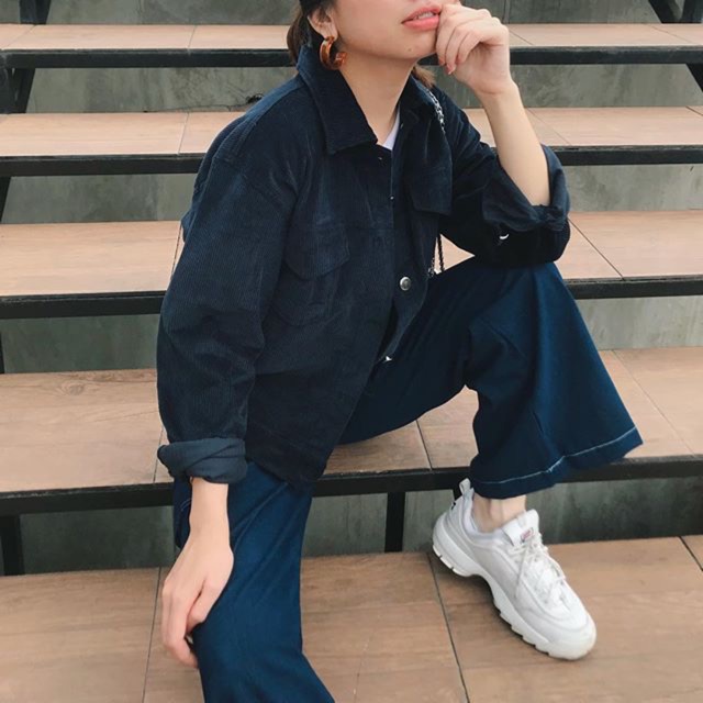 Navy oversized corduroy jacket