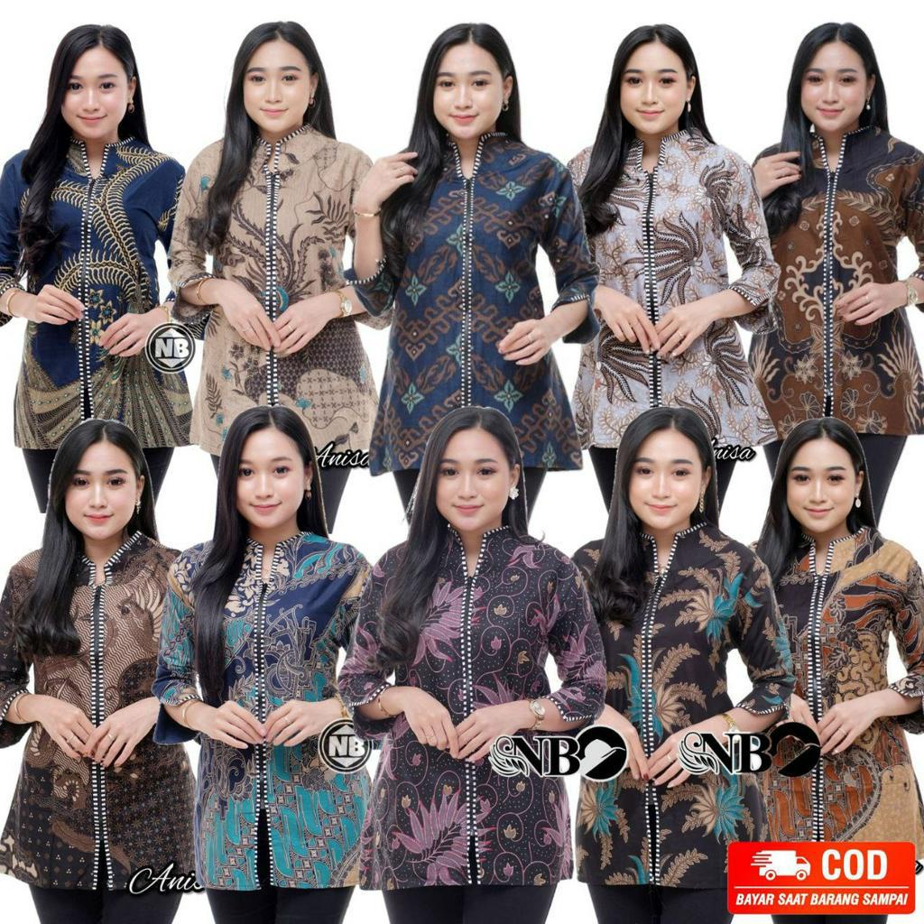 ATASAN BATIK WANITA BLUS BATIK ZIPPER RESLETING DEPAN EKSLUSIF READY size M L XL XXL KATUN HALUS