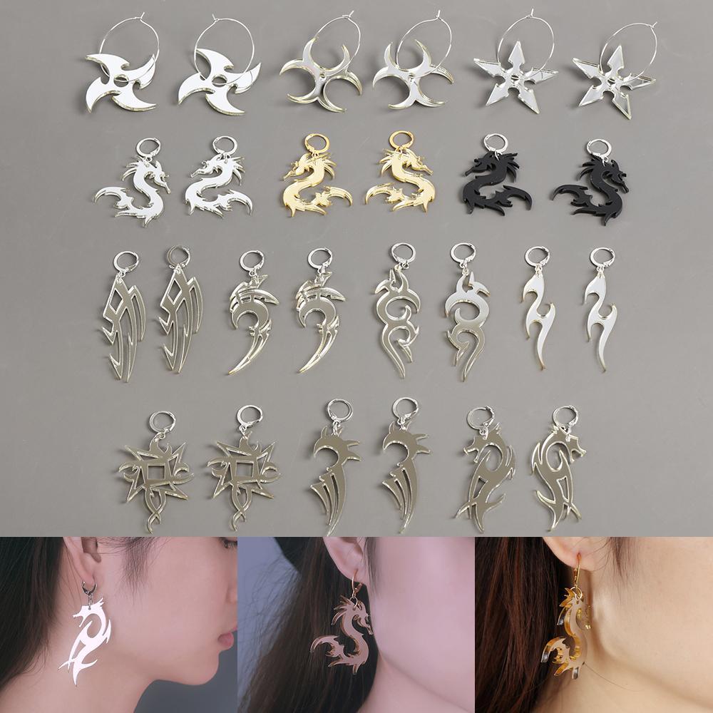 Lily Anting Naga Wanita Pria Trending Streetwear Perhiasan Permukaan Cermin Akrilik Chic Motif Naga