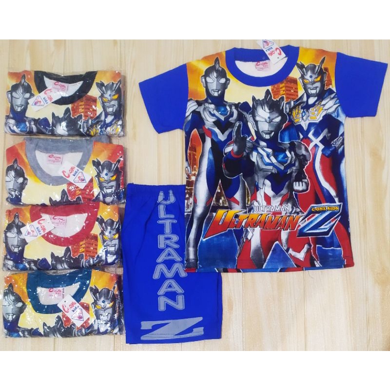 SETELAN ULTRAMAN FULL PRINT PREMIUM 2-10 THN - BAJU ANAK LAKI-LAKI PENDEK pororo/batman/ironman