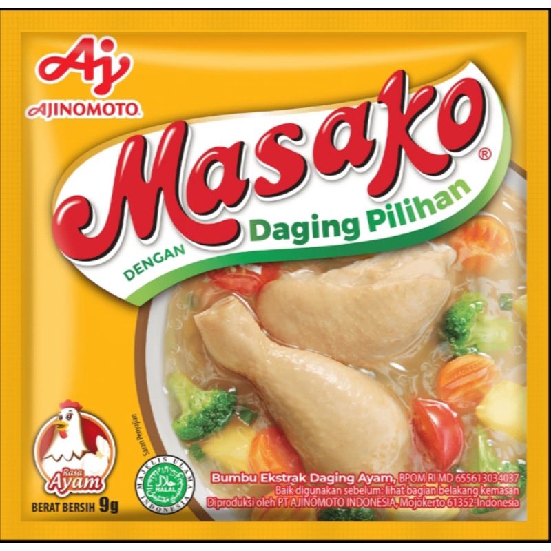 

Masako kaldu penyedap rasa 1 renceng (isi 12 sachet)