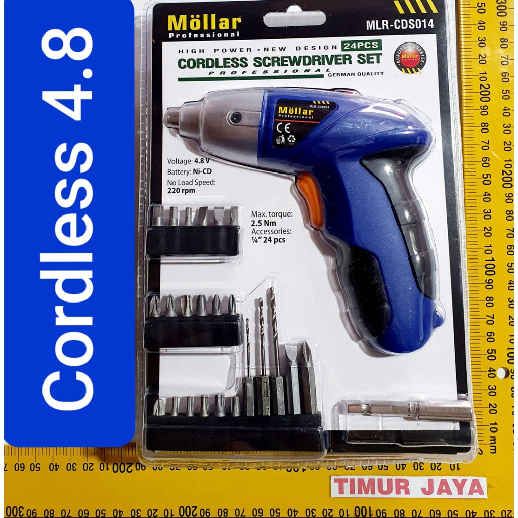 MOLLAR CDS14 Mesin Obeng Bor Baterai Cordless 4.8 V Drill