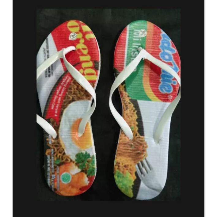 sandal jepit  motif mie terbaru