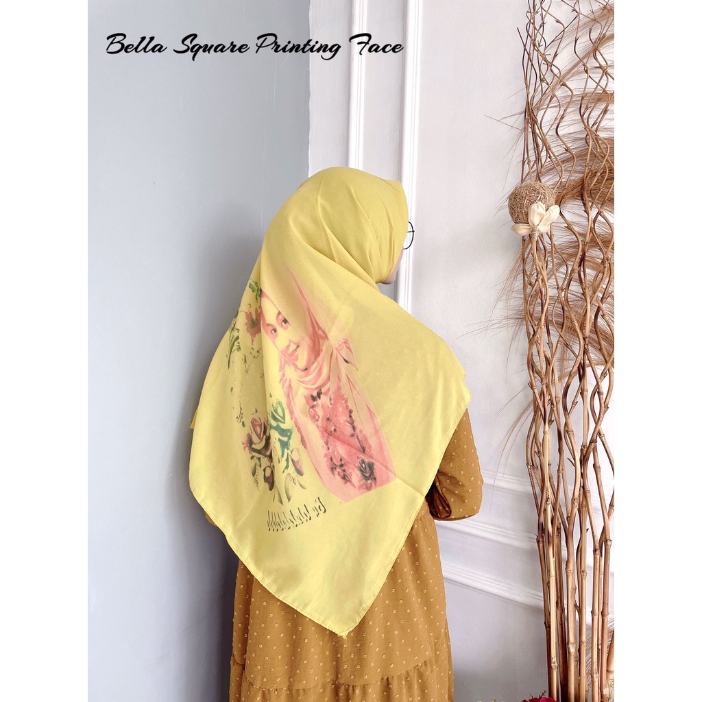 segiempat bella square pollycotton printing face bela hijab jilbab kerudung bela polycotton