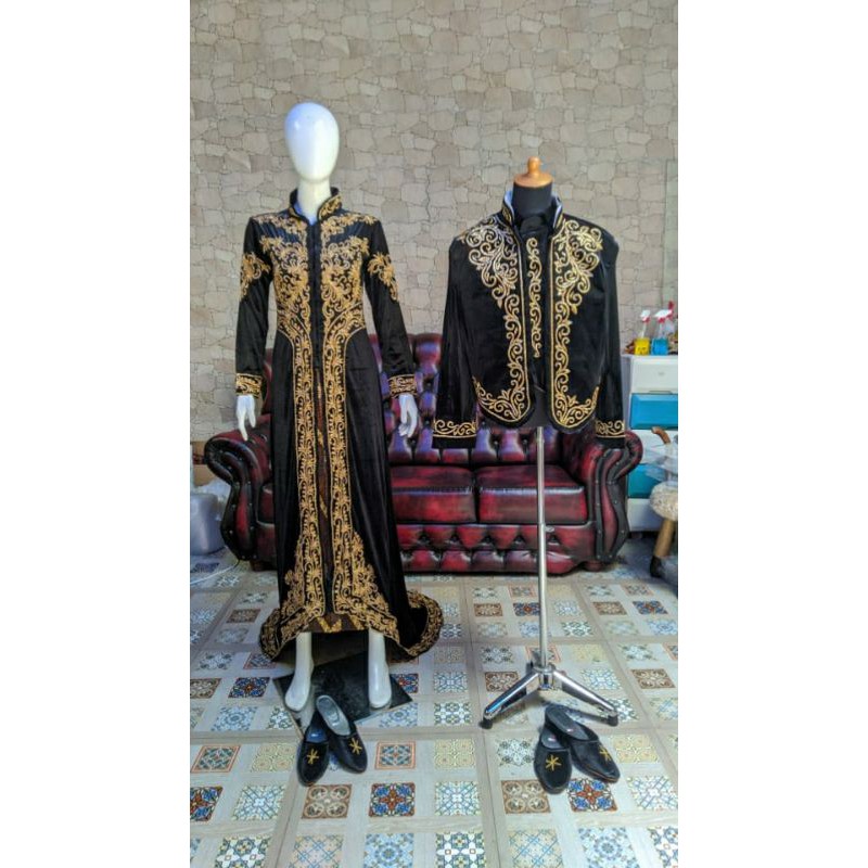 kebaya pengantin/kebaya set putri dan putra/kebaya bludru sanghai