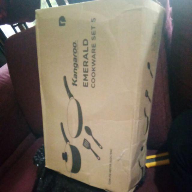 1 Kg Promo Set Wajan Dan Panci Anti Lengket / Kangaroo Kangoroo Kangguru Emerald Cookware Set-hijau
