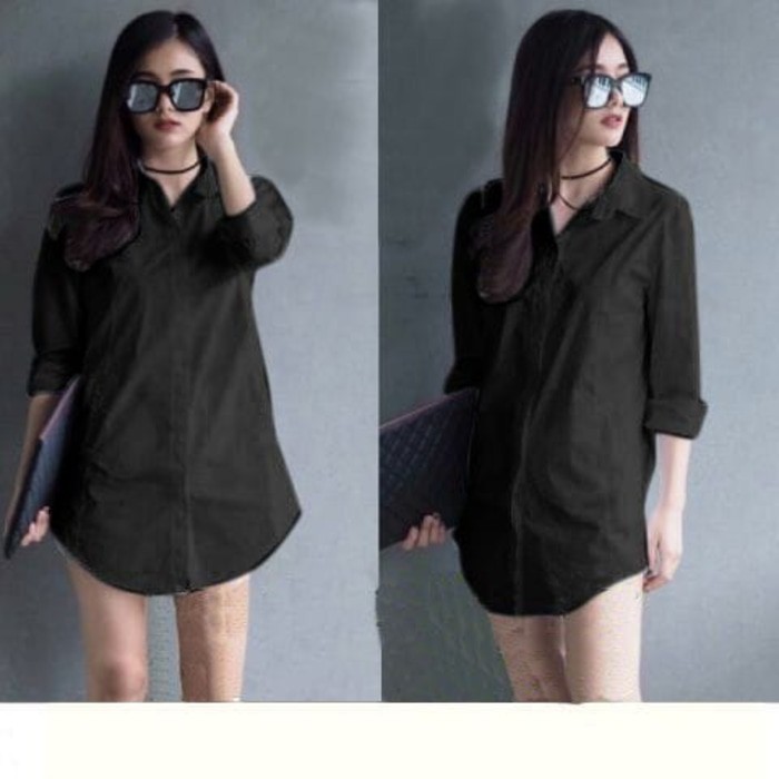 JAKET WANITA -  [Kemeja Shinta Hitam SW] kemeja wanita rayon hitam