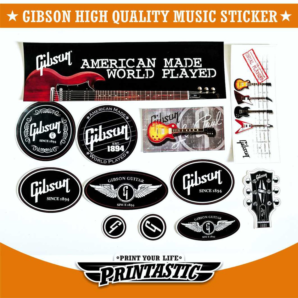 12 pcs Gibson Guitar Official Sticker Set Guitar Sticker