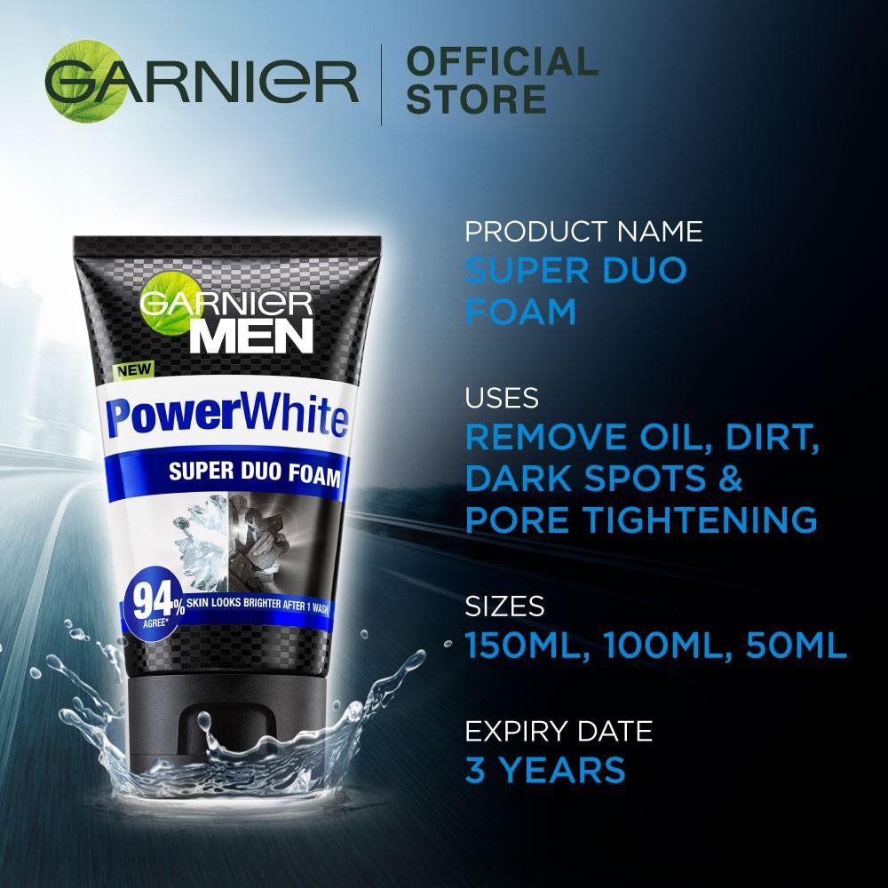 Garnier Men Power White Super Duo Foam / Sabun Cuci Muka Pria / Sabun Skincare Pembersih Wajah Pria