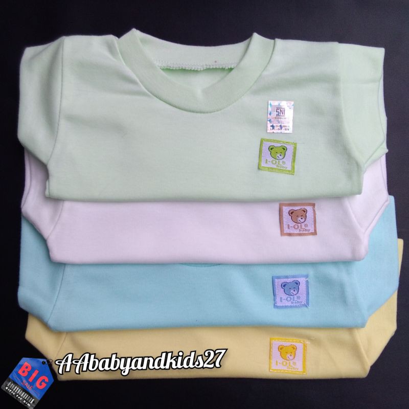 1PC Kaos Oblong Bayi IOL Polos Lembut dan SNI Ukuran S-XL