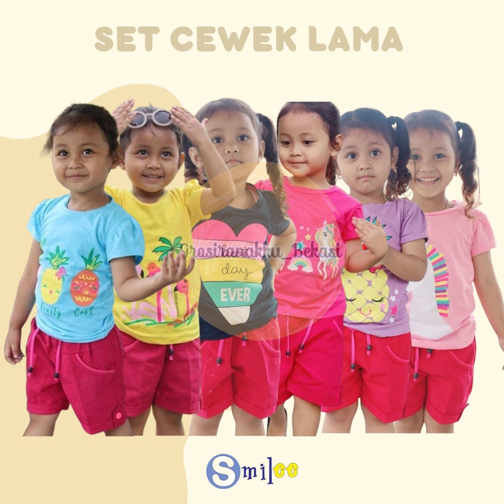 Setelan Anak Smilee Cewe Mix Warna dan Motif