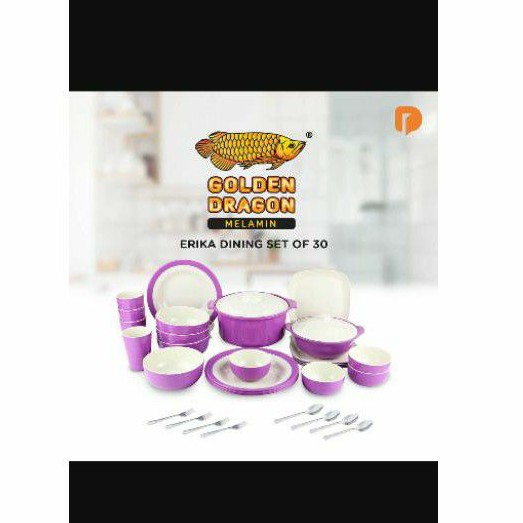 Golden Dragon melamin set alat makan lengkap premium
