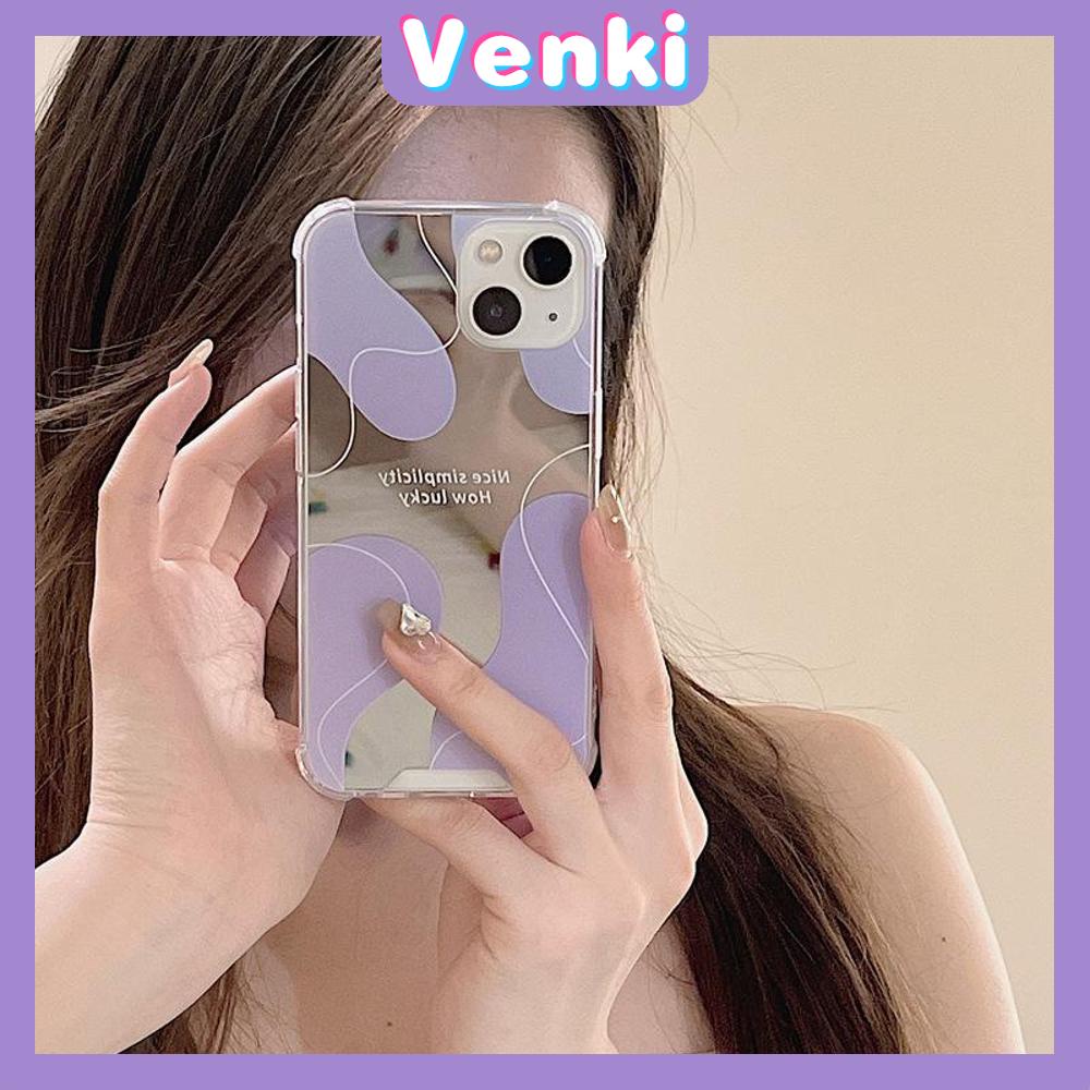 iPhone Case Luxury Acrylic Mirror Airbag Shockproof Protection Camera Romantic Purple Simple Compatible For iPhone 11 Pro Max 13 Pro Max 12 Pro Max 7Plus xr XS Max