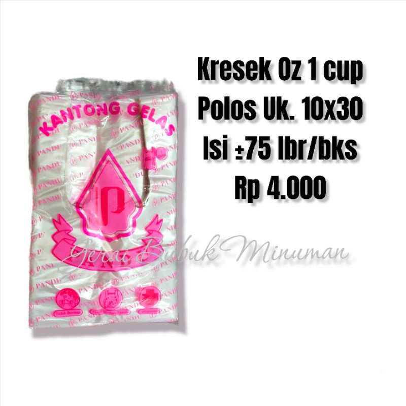 Kresek oz Polos isi 1 cup/kresek boba/kresek pop es ukuran 10x30