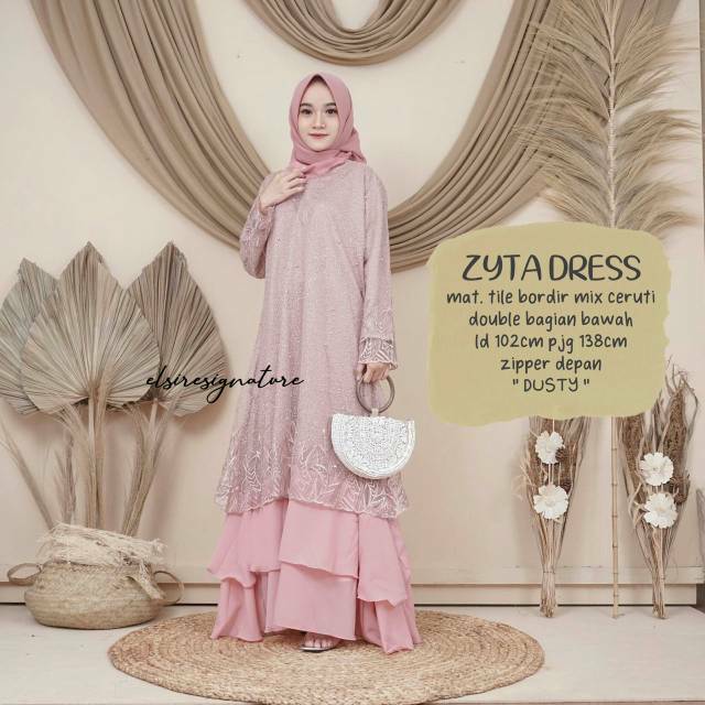 ZYTA DRESS ELSIRE - tulle party dress gamis pesta kondangan bahan tile brukat ori elsire murah jogja