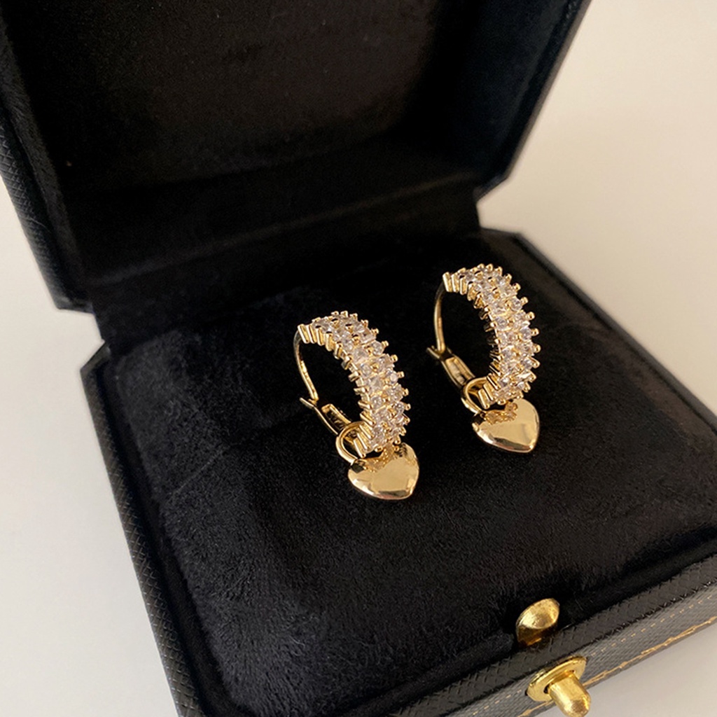 Hu Hu Hu Hu Hu Alat Bantu Pasang Kacamata♡ 1 Pasang Anting Hoop Bentuk Hati Bahan Alloy Untuk Wanita