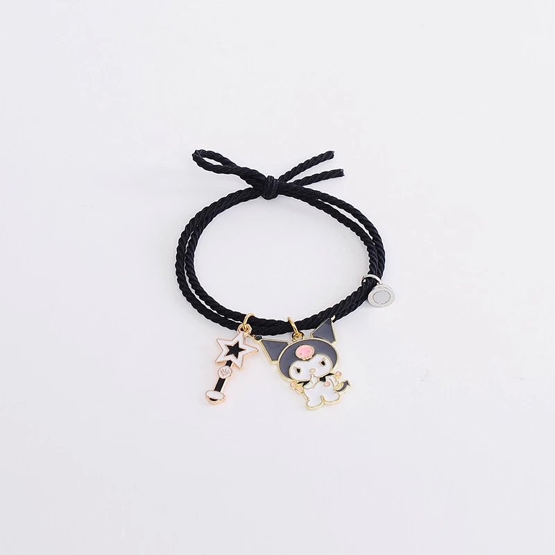 2pcs Gelang Tali Persahabatan Motif Kartun Dengan Magnet Untuk Pasangan