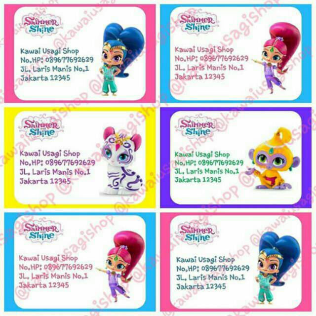 

Stiker label nama sticker shimmer and shine seri B