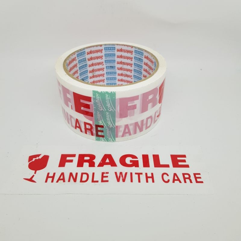 Jual Lakban Fragile Handle With Care Mm X Yard Solatape Murah Dan Berkualitas Shopee