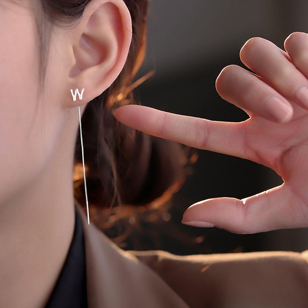 Anting Stud Desain Inisial Huruf Alfabet Gaya Korea Untuk Pasangan