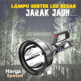 Lampu Senter Cas LED Besar Super Terang Jarak Jauh Waterproof Rechargeable 500 Lumens Senter Camping Gunung