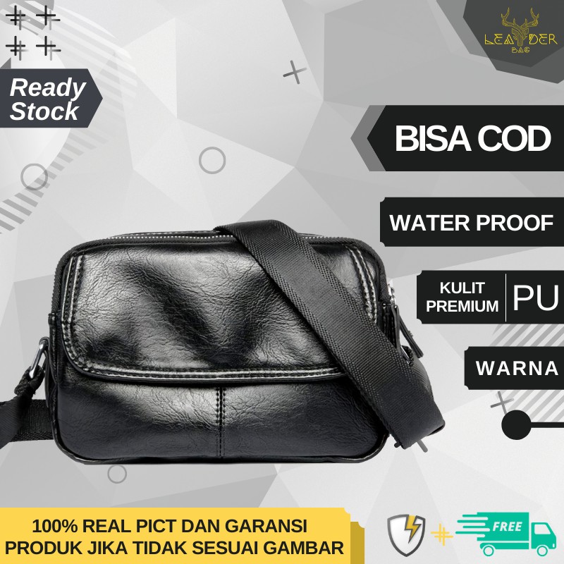 Tas Selempang Kulit Cowok Distro Model Terbaru Dan Trendi Warna Hitam Atau Tas Kulit Pria Import