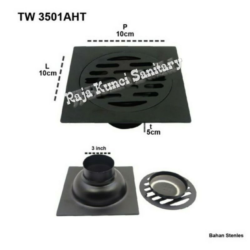 Floor Drain Hitam/Saringan Got Kamar Mandi Stainless Black