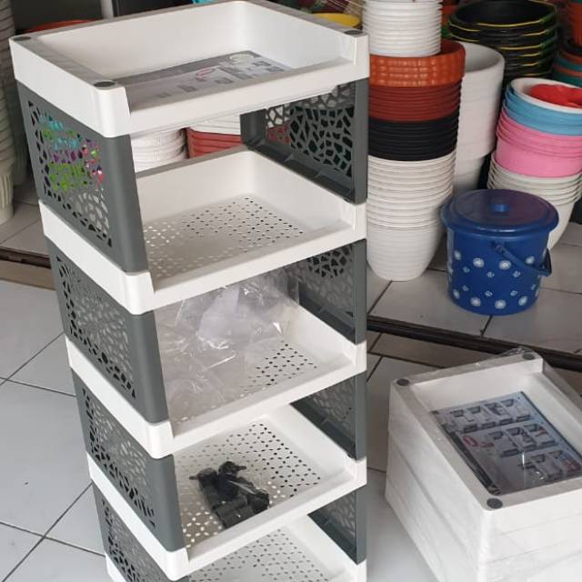 Rak plastik 5 susun dan 4 susun serbaguna merk RSTK Rak plastik 5 susun dan 4 susun serbaguna merk RSTK