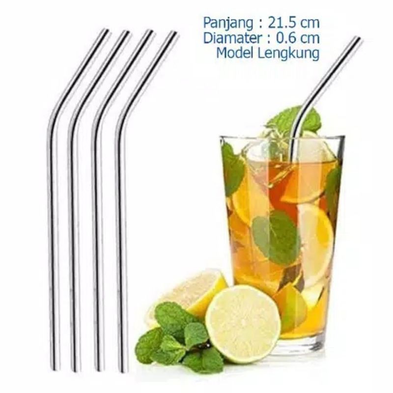 SEDOTAN STAINLESS STRAW SEDOTAN LURUS BENGKOK BESI STAINLESS ANTI KARAT SILVER ECO FRIENDLY SIKAT