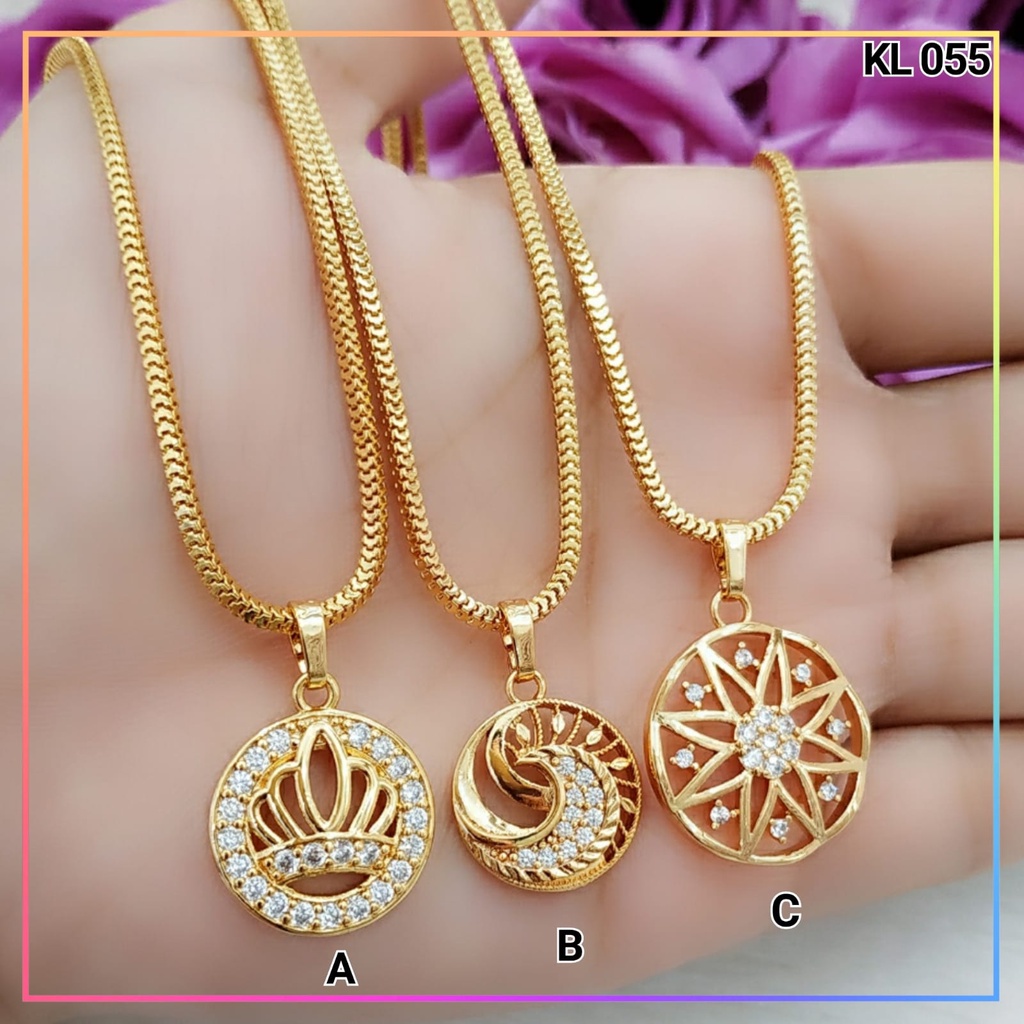 Kalung xuping set liontin dewasa permata bulat perhiasan lapis emas gold KL 055